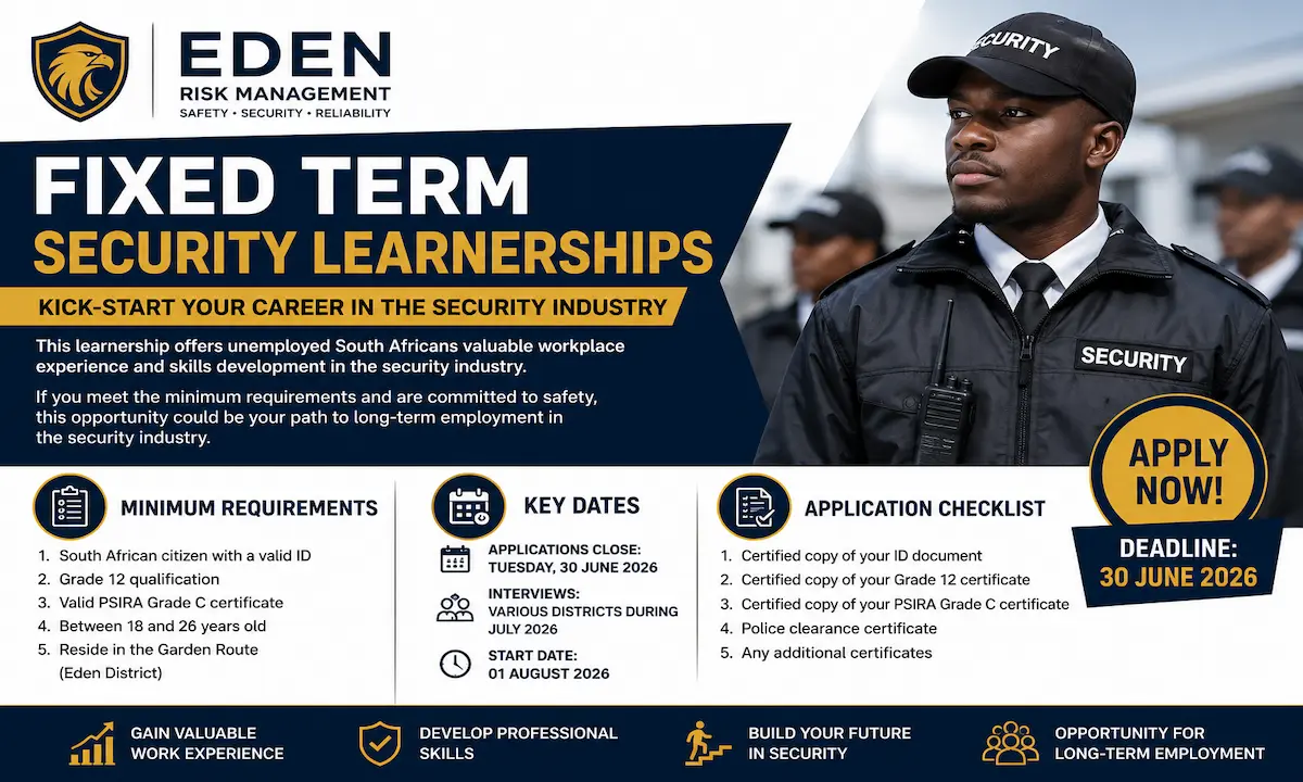 Eden Risk Management Security Learnership 2026