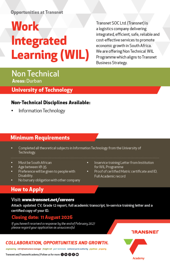 Transnet Work Integrated Learning (WIL) Programme 2026